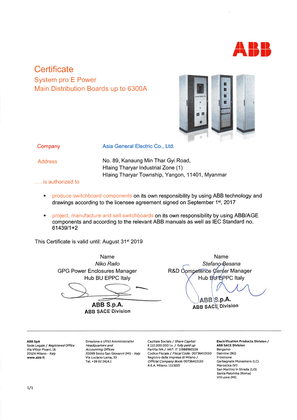 ABB licensee — AGH group evidence