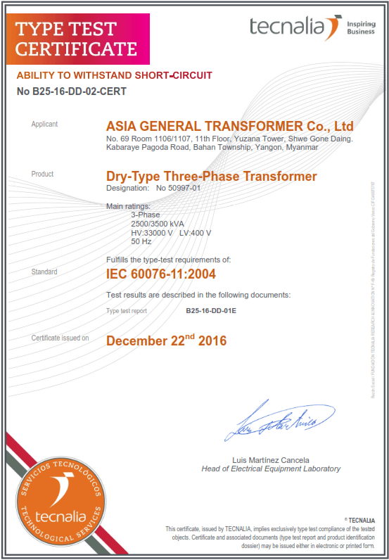 Tecnalia certificate — AGH group evidence
